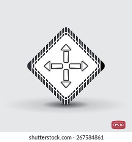 Four arrows icon. Direction indicator. Flat design with shadow. Made in Illustrator vector