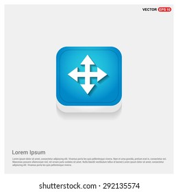 four arrows icon - Sign all directions - abstract logo type icon - blue abstract 3d button with light board and shadow on gray background. Vector illustration