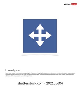 four arrows icon - Sign all directions - abstract logo type icon - blue sticker background. Vector illustration