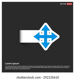 four arrows icon - Sign all directions - abstract logo type icon - abstract Blue button on white sticker shadow background. Vector illustration