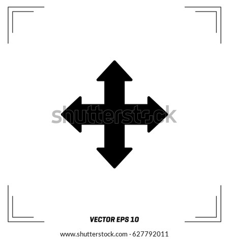 four arrows icon - Sign all directions - abstract logo type icon - isometric white background. Vector illustration