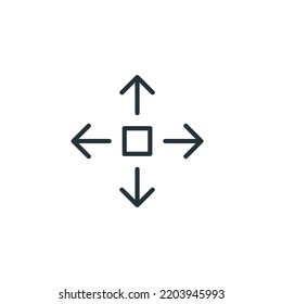 Four arrows Icon Vector. Arrows of four directions, linear icon. Black icon on white background