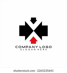 Four arrows logo design forming letter X.