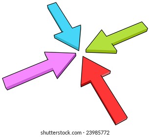 four arrows in one point, toon effect