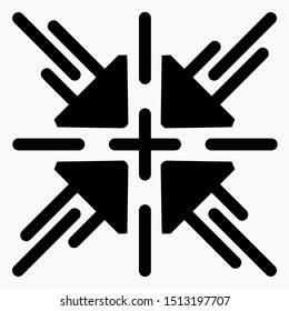 Four arrows penetrate to indicate the center of the page from 4 directions. The solution of the problem. New idea.Connection of directions. Converge at one point on the path. 