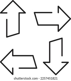 four arrows point out side. Expand Arrows icon. Outward Directions icon. Vector