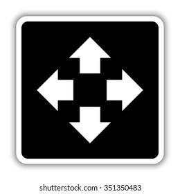 Four arrows pointing from the center - black vector icon