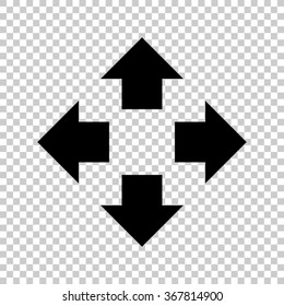 Four arrows pointing from the center -  black vector icon