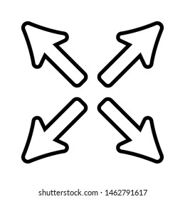 Four arrows pointing from the center, simple vector Illustration