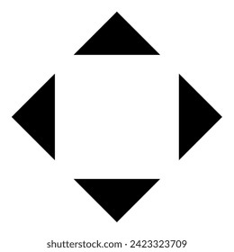 Cuatro flechas apuntando desde el icono de la ubicación del símbolo central imagen vectorial de color negro estilo plano