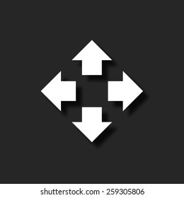 Four arrows pointing from the center  - vector icon with shadow