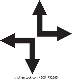 Four arrows pointing in a different direction. Vector arrow icon. Isolated on a white background