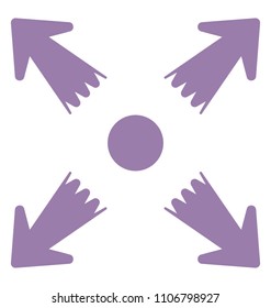 Four arrows pointing to different directions, Cross road ahead sign 
