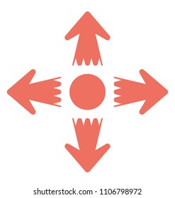 
Four arrows pointing to different directions, Cross road ahead sign 

