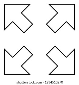 Four arrows pointing to different directions from the center icon outline black color
