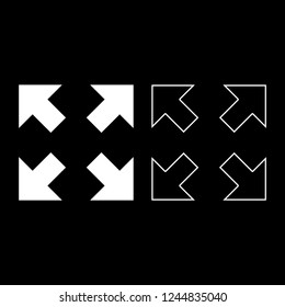 Four arrows pointing to different directions from the center icon outline set white color