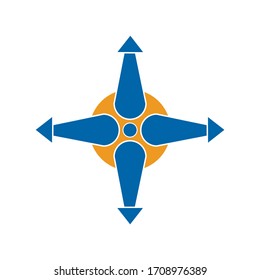 Four arrows pointing to different directions from the center icon