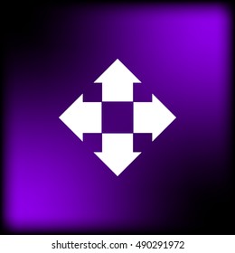 Four arrows solid body flat icon. Symbol of choice