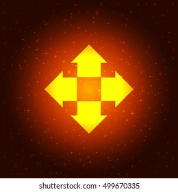 Four arrows solid body flat icon. Symbol of choice