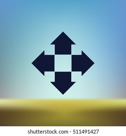 Four arrows solid body flat icon. Symbol of choice