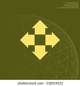 Four arrows solid body flat icon. Symbol of choice