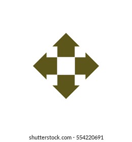 Four arrows solid body flat icon. Symbol of choice