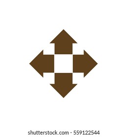 Four arrows solid body flat icon. Symbol of choice