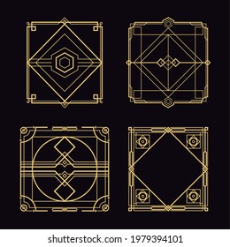 four art deco golden frames