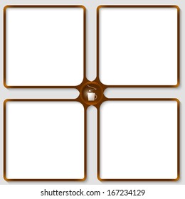 four associated text frames with cup of coffee
