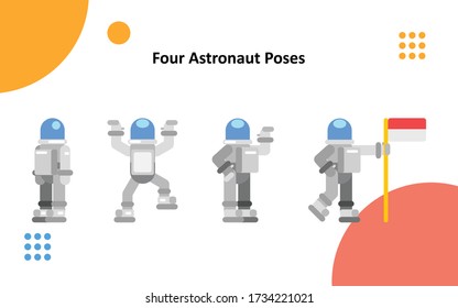 four astronaut poses, made into bundles so as to save data.
