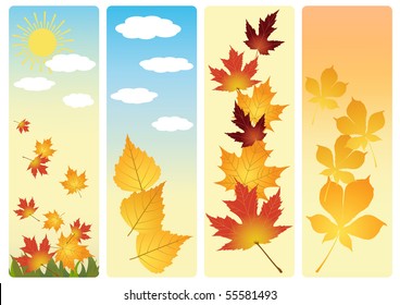 Four autumn banners. Vector  illustration.