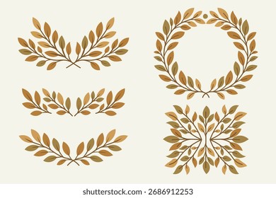 Cuatro diseños de hojas y ramas de otoño y divisores.