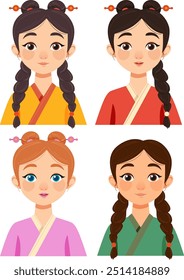 Four avatars in traditional Chinese attire