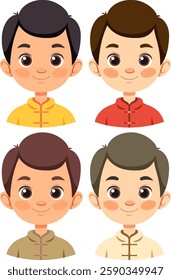 Four avatars wearing traditional Chinese attire