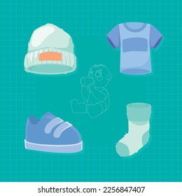 four baby boy accessories icons
