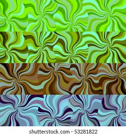 Four background banners in green, brown and blue color ranges