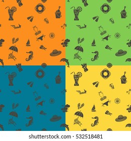 Four Background in Different Colors, Summer and Beach. Vector