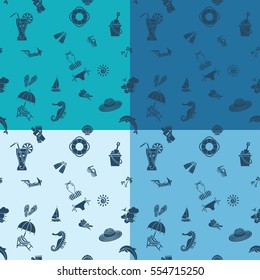 Four Background in Different Colors, Summer and Beach. Vector
