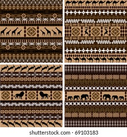 Four backgrounds with African motifs and animals