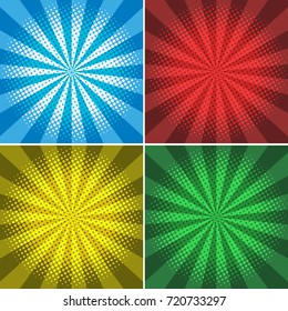 Cuatro fondos con luces de cruce en diferentes ilustraciones de pared de color