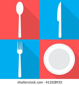 Four backgrounds with dining  items in flat