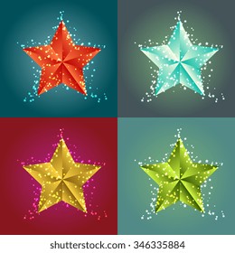 Four backgrounds with shiny stars