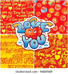 four backgrounds for valentine card with love symbol