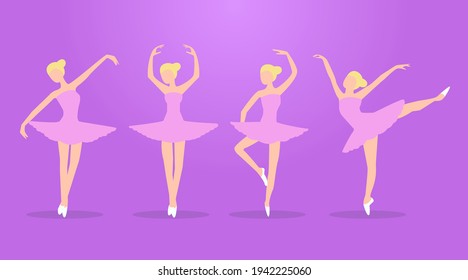 Four Ballerina Flat Illustration Vector