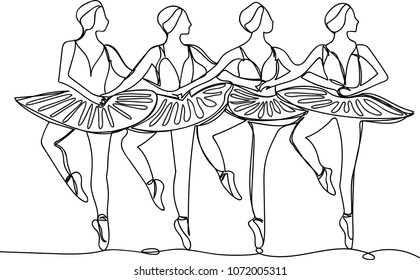 four ballerinas in the dance of little swans