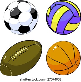 Four balls, isolated on white, vector
