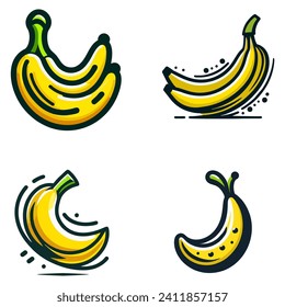 four banana fruit vector design