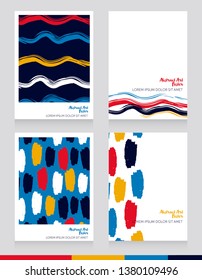 Four banners for abstract art, can be used as business cards for art gallery of for art therapy classes, pop art style colors, vector illustration