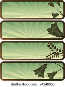 Four banners -abstract grunge background - bellflower - find jpeg-Version in my portfolio