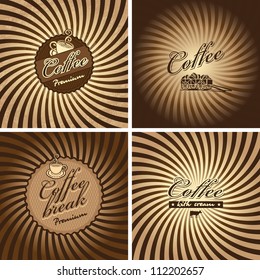 four banners for cafe in retro style